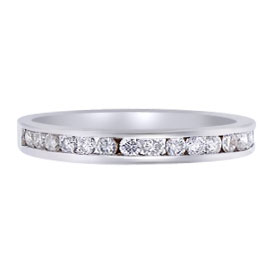 14K White Gold Half Eternity Channel Set Diamond Band