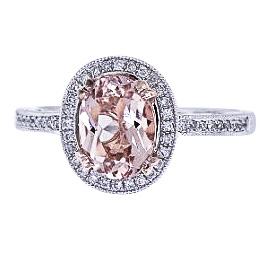 14K White and Rose Gold Natural Morganite and Diamond Ring