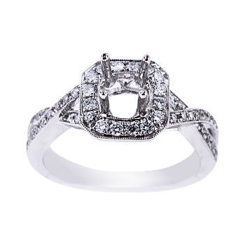 SJ1720CHSA - 14K White Gold Diamond Halo Infinity Design Engagement Ring