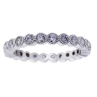 14K White Gold Diamond Bezel Eternity Band