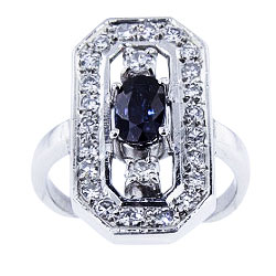 14K White Gold Natura Sapphire and Diamond Ring