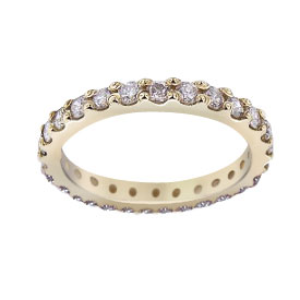 14K Yellow Gold Full Eternity Prong Set Diamond Band