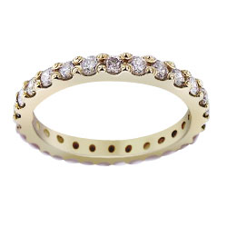 14K Yellow Gold Full Eternity Prong Set Diamond Band