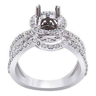 14K White Gold Diamond Halo Wedding Set