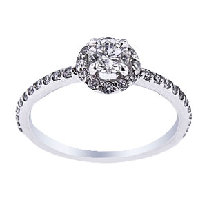 14K White Gold Diamond Halo Engagement Ring