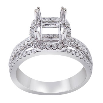 14K White Gold Diamond Halo Design Engagement Ring