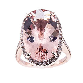 14K Rose Gold Diamond and Morganite Center Stone Ring