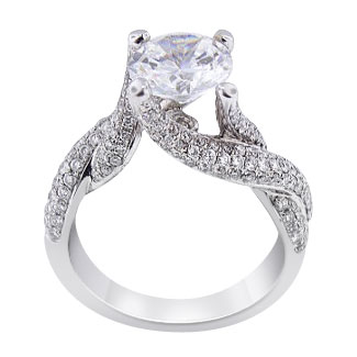 18K White Gold Diamond Engagement Ring