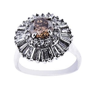 14K White Gold Natural Champagne Center Stone Diamond Ring 217 Carats