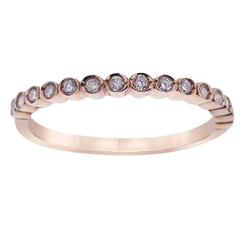 14K Rose Gold Bezel Set Half Eternity Band