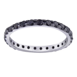 14K White Gold Black Diamond Eternity Band 1.10 Carats