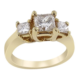 Engagement Ring - 1.55 Carat Diamond 3 Stone Engagement Ring Center Stone 1.05 Carats