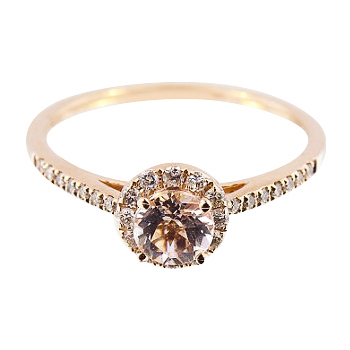 14K Rose Gold Diamond and Natural Morganite Halo Engagement Ring