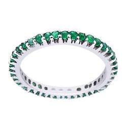 14K Full Eternity Natural Emerald 1.07 Carats Round Band